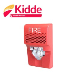 SIRENA CON ESTROBO LED KIDDE EG1AVRF DE 24 VDC 55 MA PARA PARED ROJO COMPATIBLE CON LOS PANELES VS1 Y VS4 (TRABAJA CON PANELES 