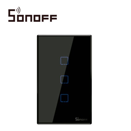 APAGADOR DE PARED TOUCH ON/OFF SONOFF T3US3C COLOR NEGRO SMART INALAMBRICO WIFI PARA SOLUCION DE SMART HOME CON TEMPORIZADOR PA